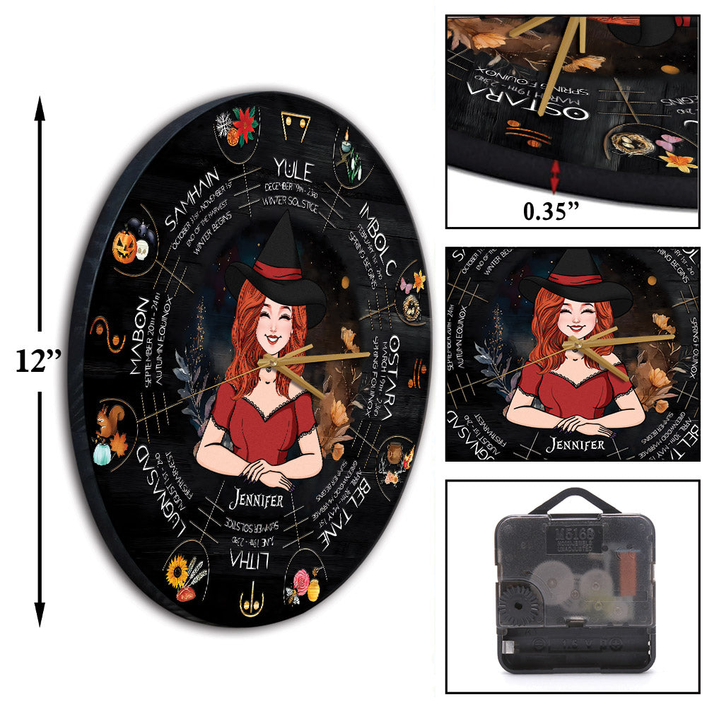 Wheel Of The Year - Personalized Witch Wall Clock
