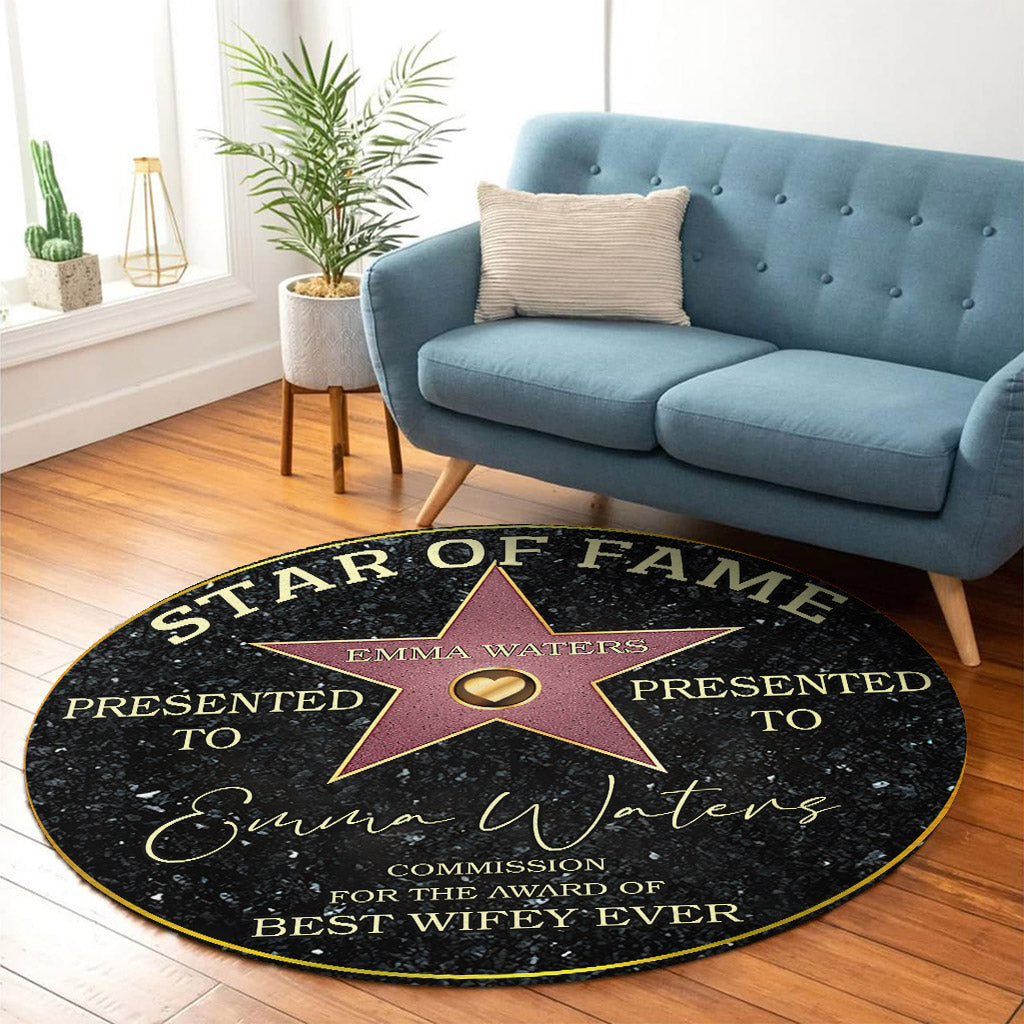 Star Of Fame Best Wifey Hubby Girlfriend Boyfriend Ever - Personalized Couple Round Rug