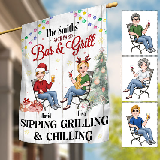 Bar & Grill - Personalized Backyard House Flag