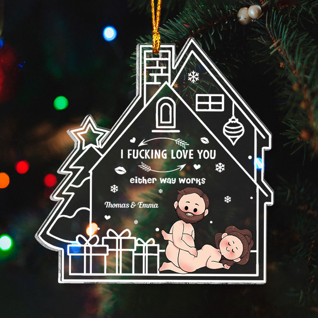 I love You - Personalized Couple Transparent Ornament