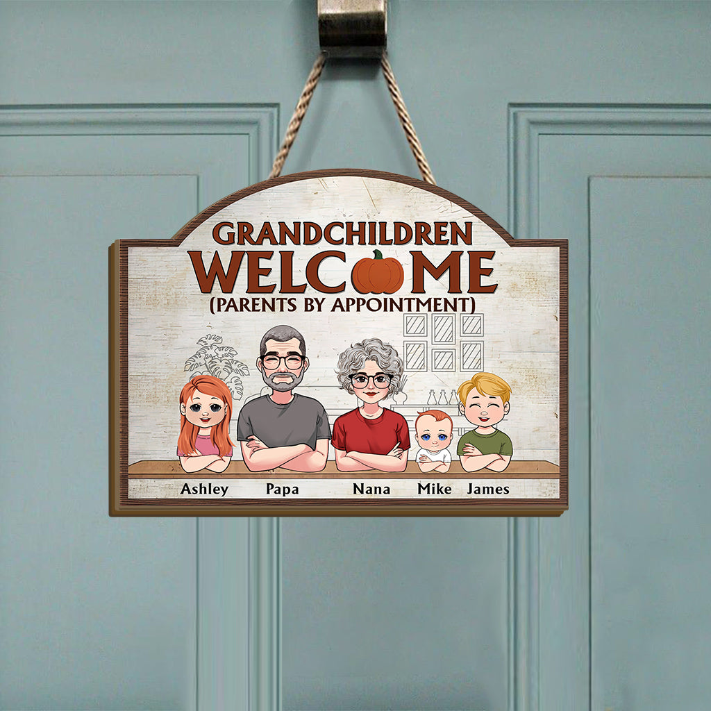 Grandchildren Welcome - Personalized Grandma Interchangeable Wood Sign