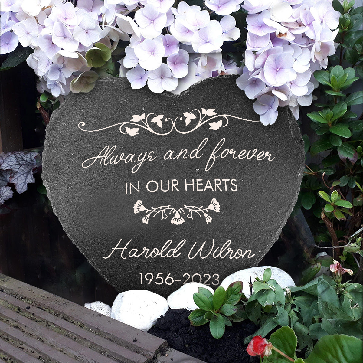 Always And Forever - Memorial gift for loss of - Personalized Heart Shaped Stone