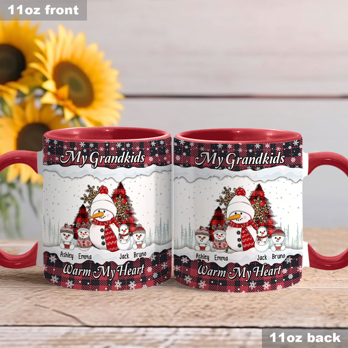 My Grandkids Warm My Heart - Personalized Grandma Accent Mug