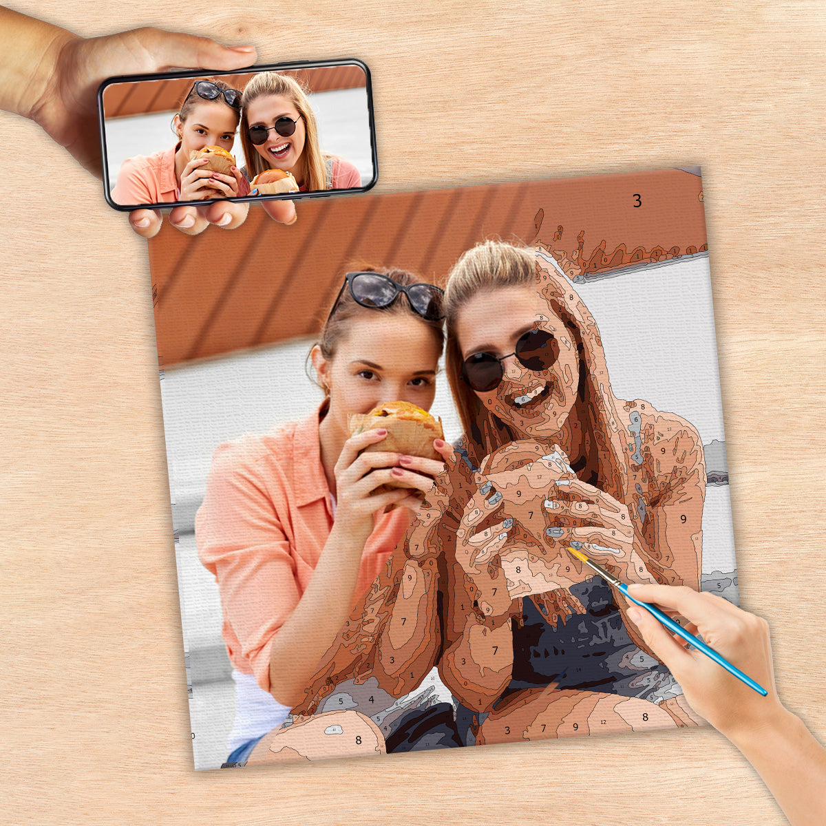 Custom Photo - Personalized Sibling Paint By Numbers Kit