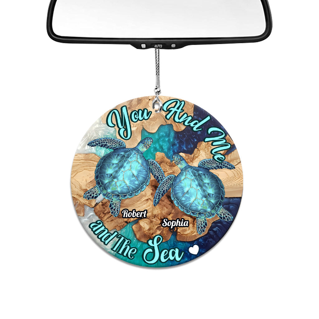 You And Me And The Sea - Personalized Turtle Car Ornament