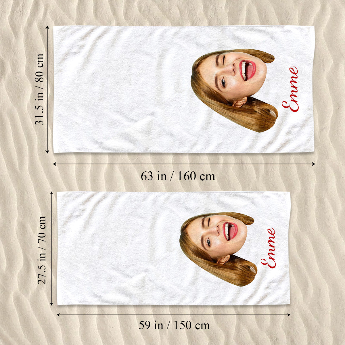 Funny Face - Personalized Beach Towel