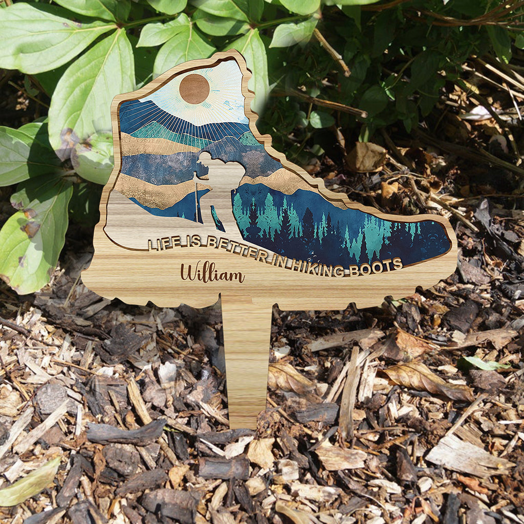 Life Is Better In Hiking Boots - Personalized Hiking Acrylic Plaque Stake