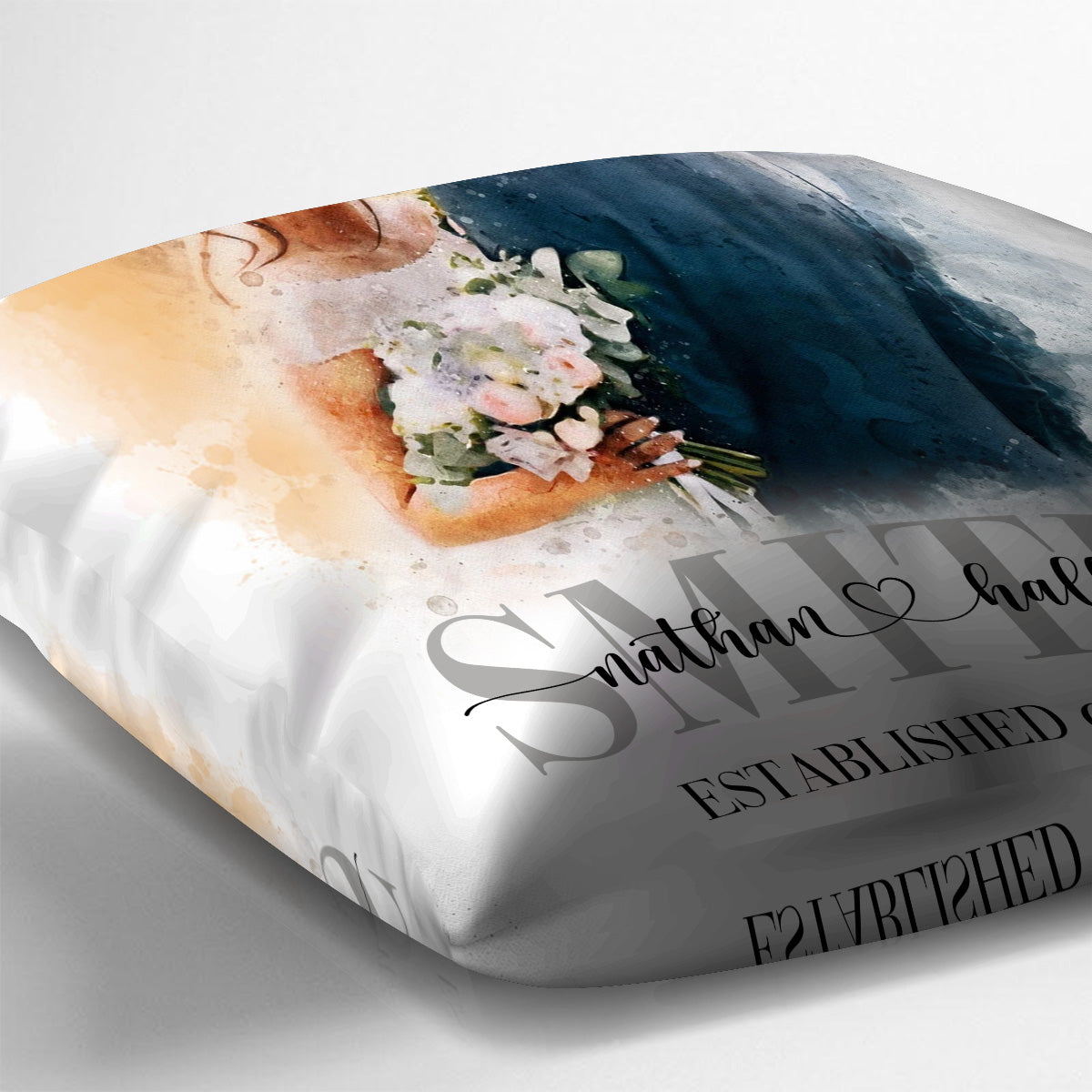 Custom Watercolor Painting Wedding Gift - Personalized wedding Throw Pillow