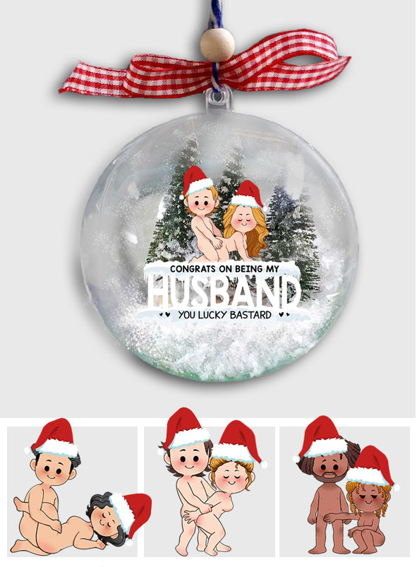 You Lucky Bastard - gift for boyfriend, girlfriend - Personalized Snow Globe Ornament