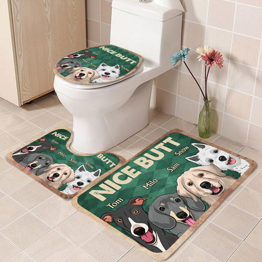 Nice butt Shower - Dog gift for dog lover, cat lover - Personalized Bathroom Mats Set