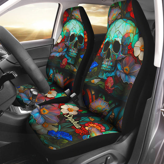 Floral Skull - Personalized Skull Seat Covers