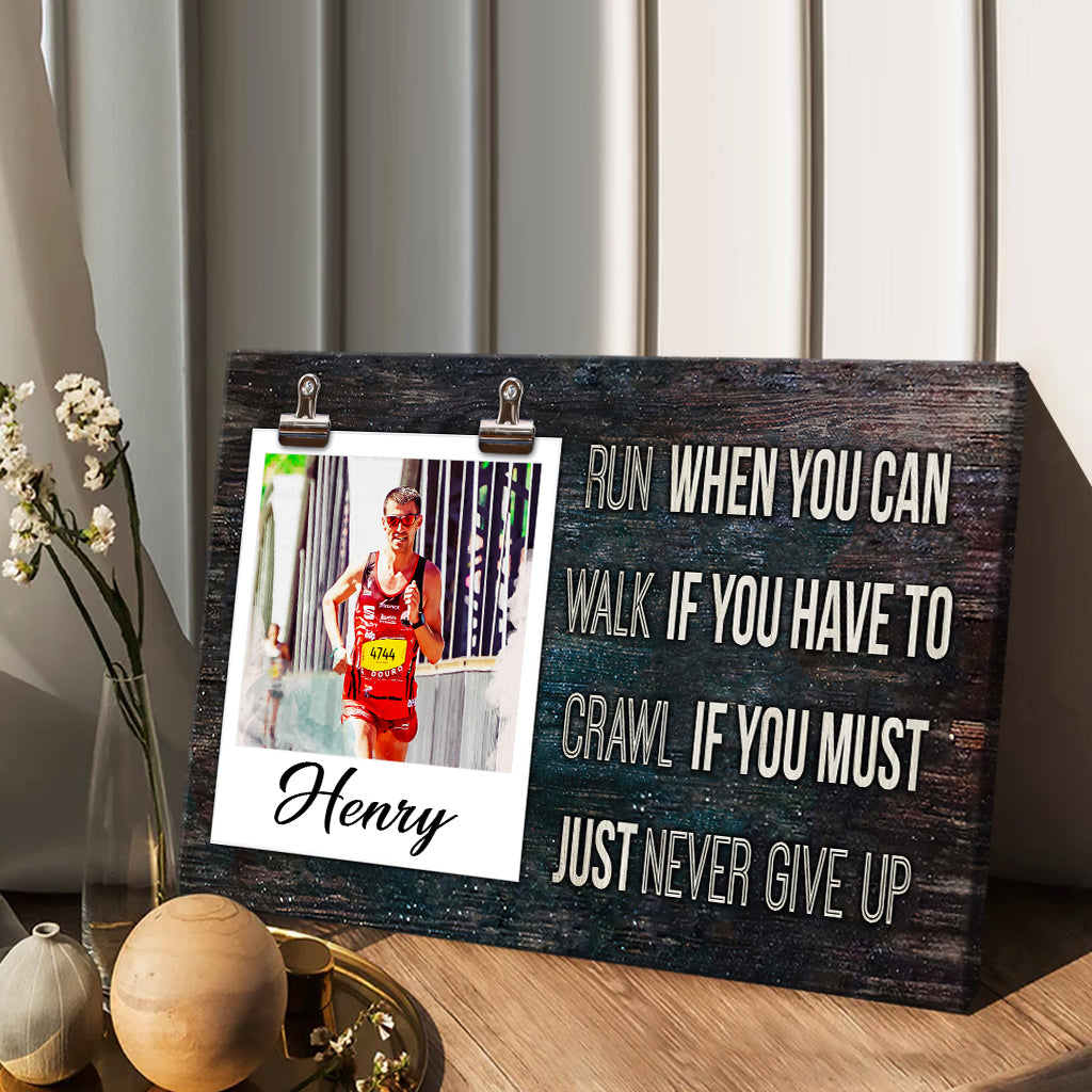 Never Give Up - Personalized Running Canvas And Poster
