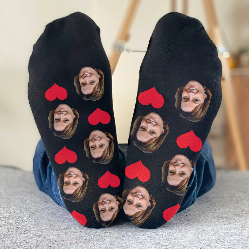 Custom Face Heart Pattern - Personalized Aunt Socks