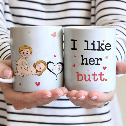 I Like His Beard I Like Her Butt - Personalized Couple Mug