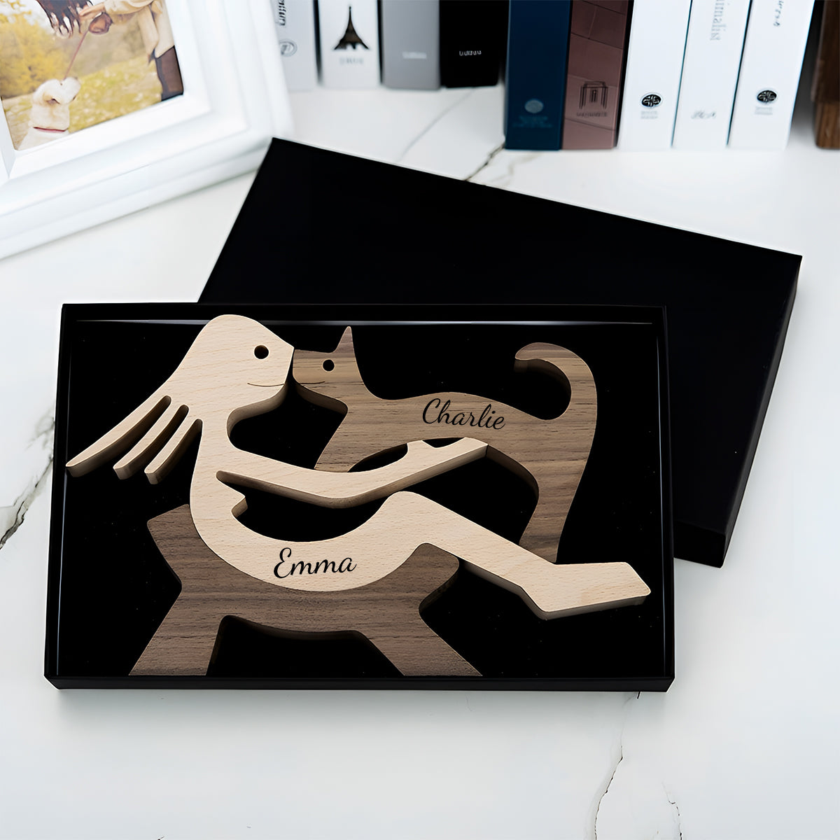 You & Me And The Dog - Personalized Couple Decorative Figures