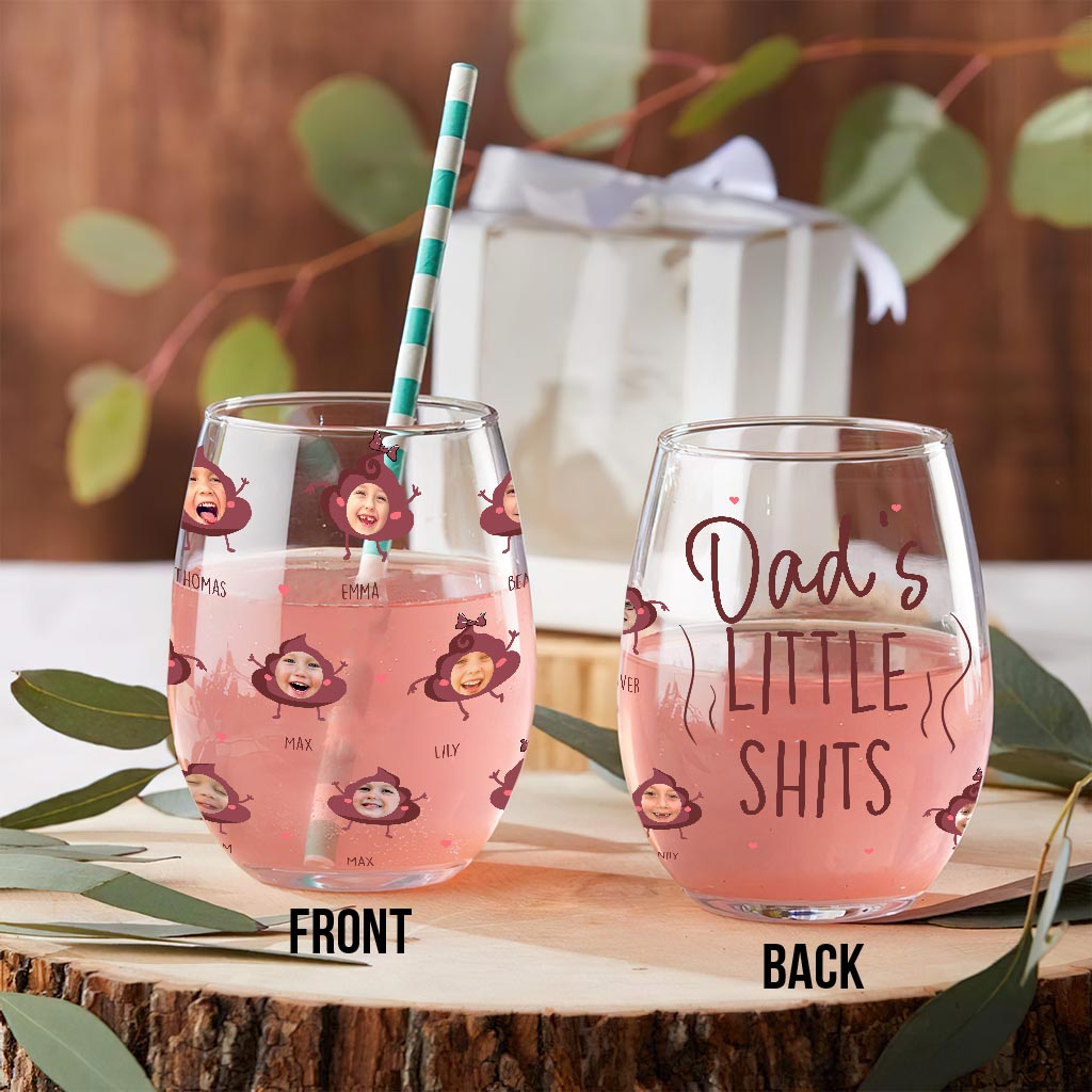 Mommy's Little Shit - Gift for mom, grandma, dad, grandpa - Personalized All Over Wine Glass