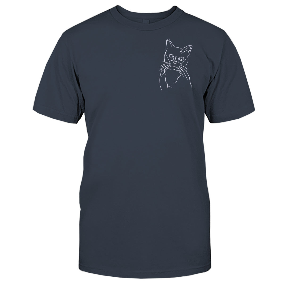 Custom Line Art - Personalized Cat Embroidered T-shirt