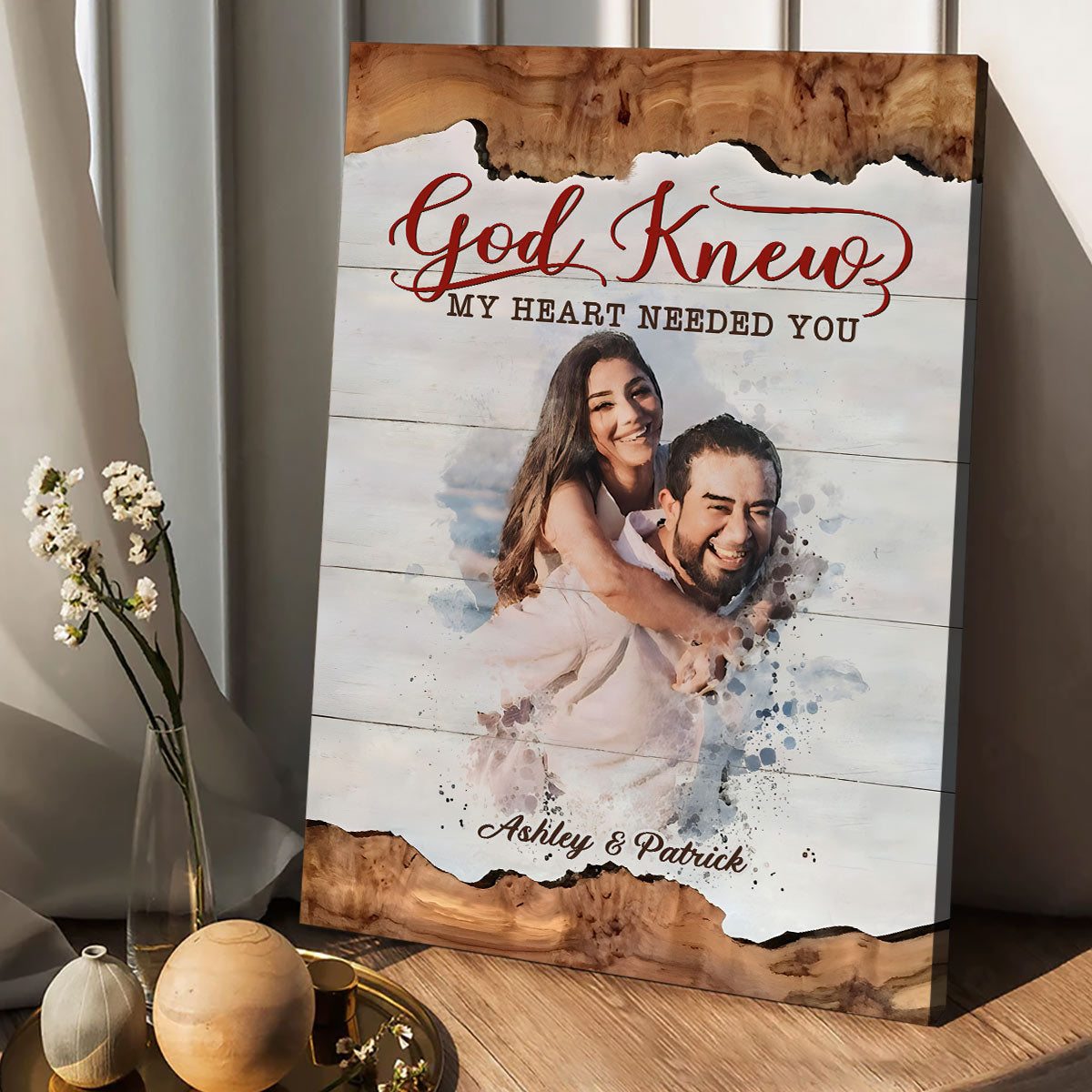 God Knew My Heart Needed You - Personalized Couple Canvas And Poster