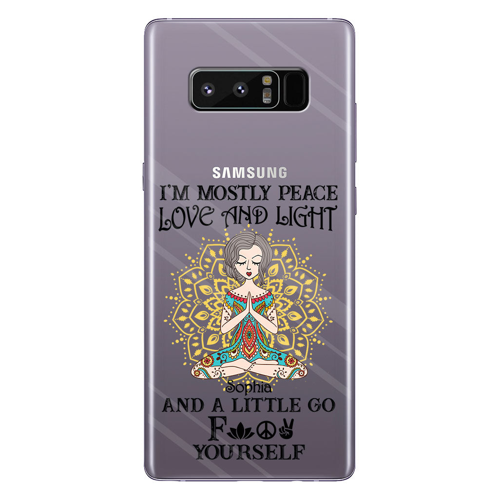 I’m Mostly Peace Love And Light - Personalized Yoga Clear Phone Case