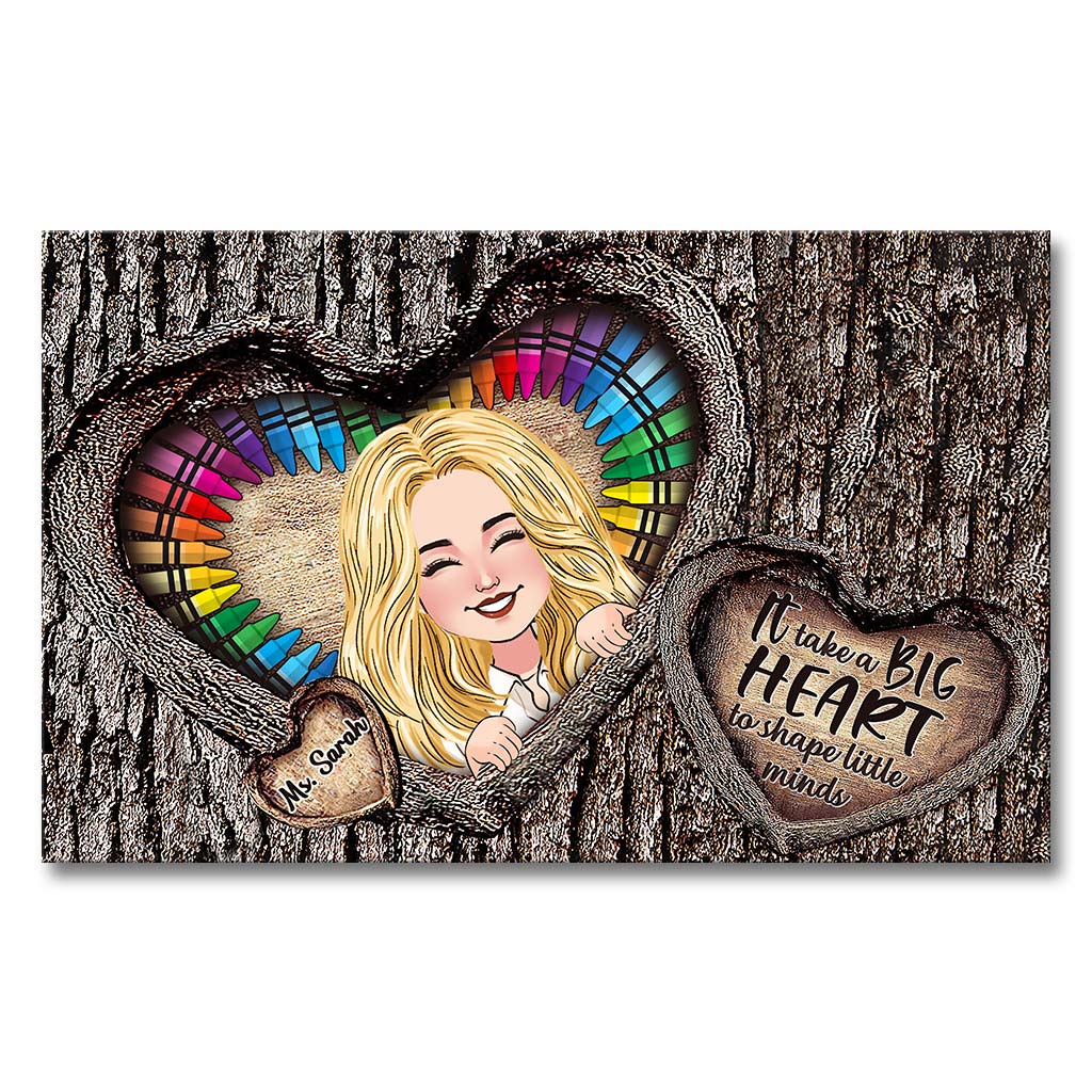 It Takes A Big Heart - Personalized Teacher Canvas And Poster