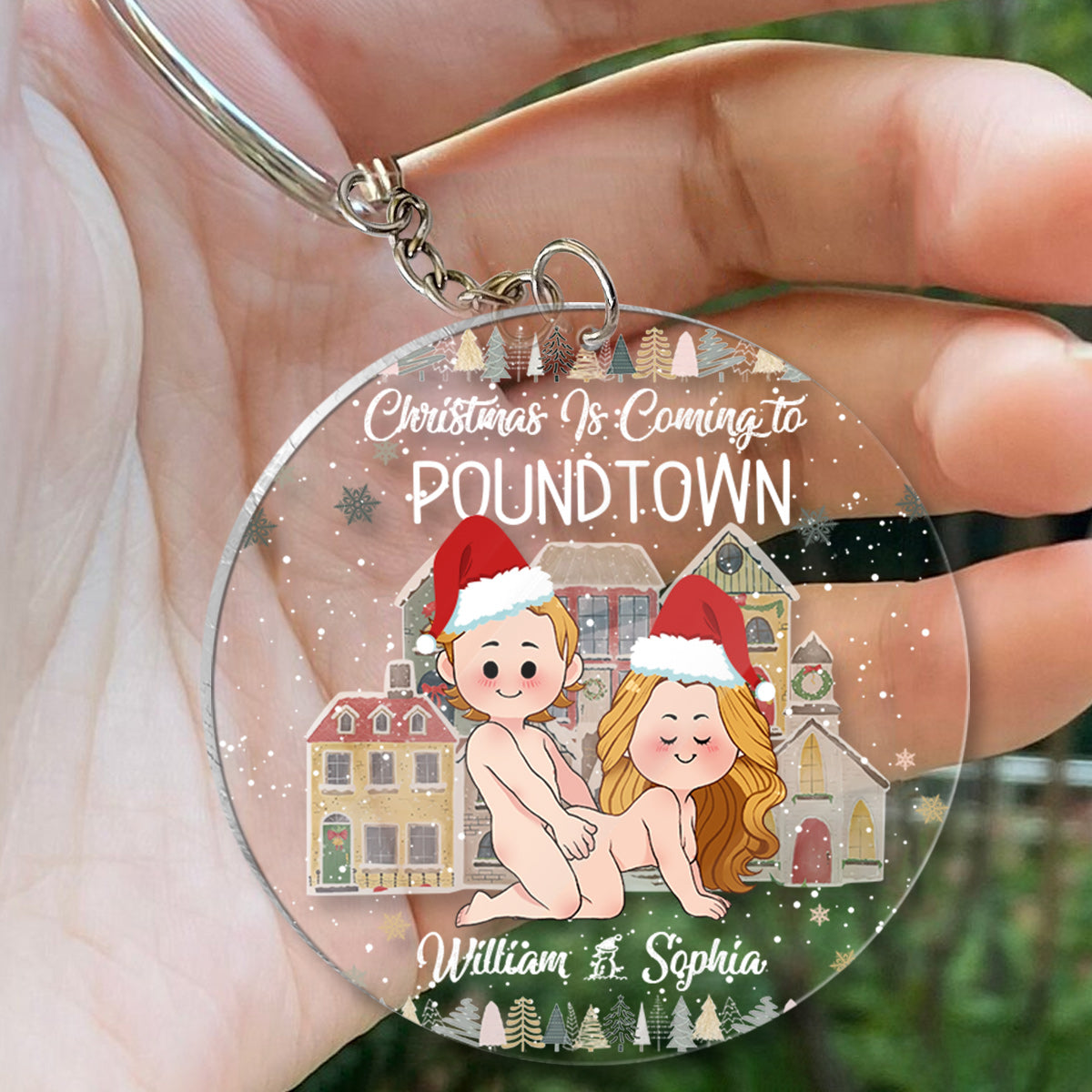 Christmas is Coming to Poundtown - gift for boyfriend, girlfriend, wife, husband - Personalized Transparent Keychain