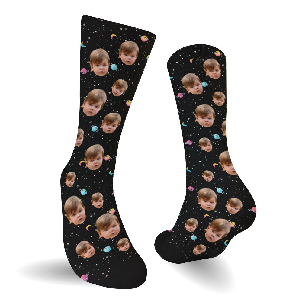 Custom Face Galaxy - Personalized granddaughter Socks