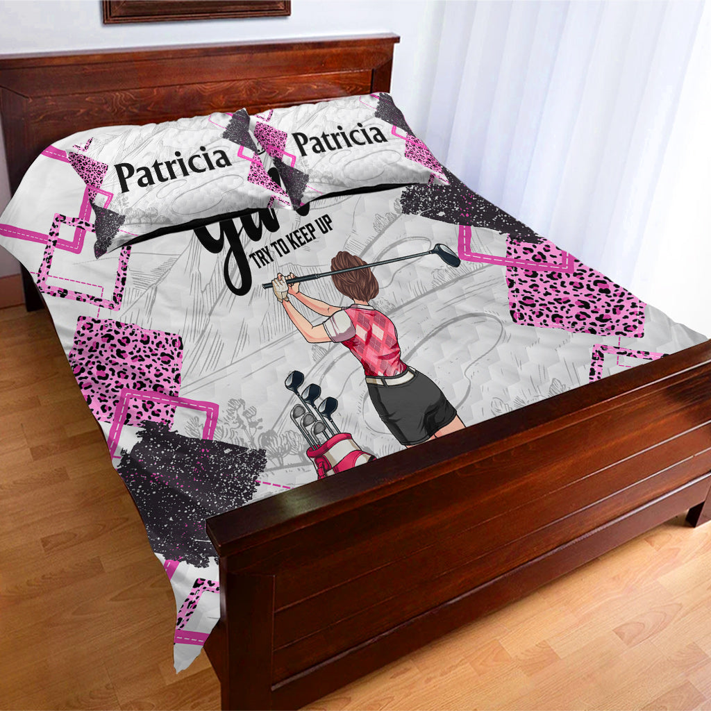 Golf Instruction - Golf gift for her, girlfriend, wife, daughter - Personalized Bedding Set