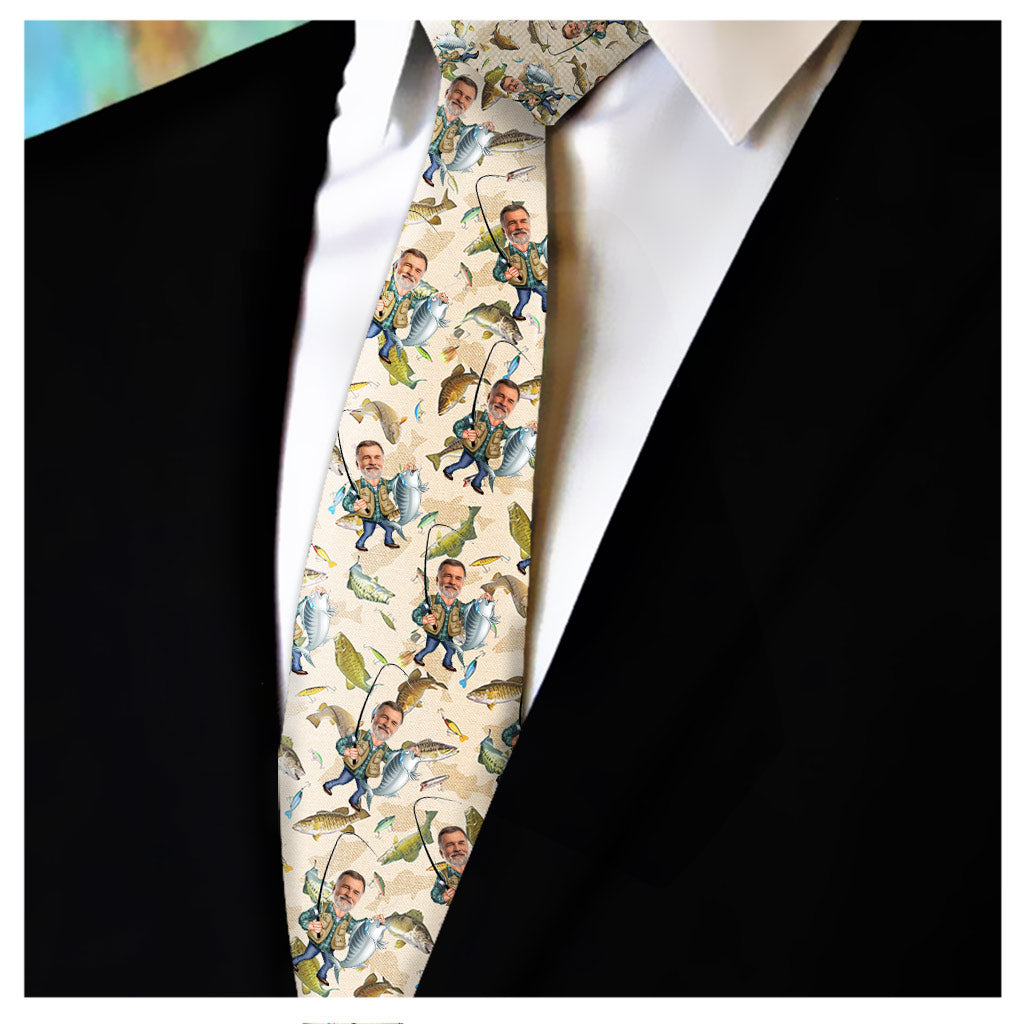 Photo Inserted Funny Fishing - Personalized Fishing Necktie