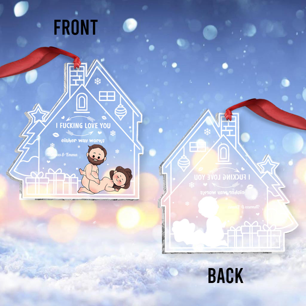 I love You - Personalized Couple Transparent Ornament