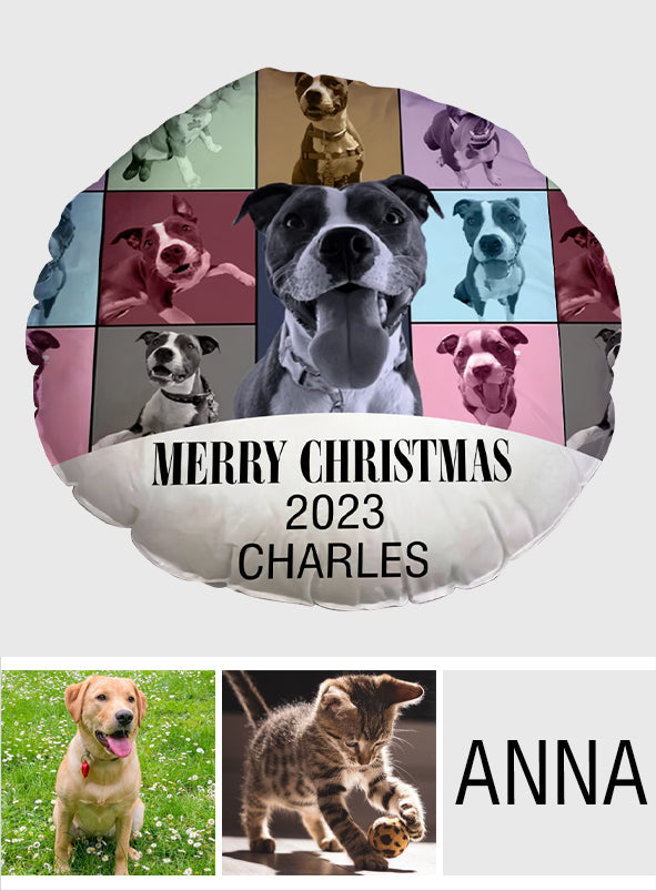 Merry Christmas Version - Personalized Dog Shaped Pillow