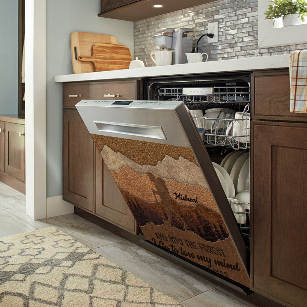 And Into The Forest I Go - Personalized Hiking Dishwasher Cover
