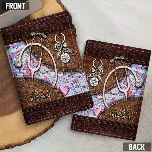 Pink Stethoscope - Personalized Nurse Passport Holder