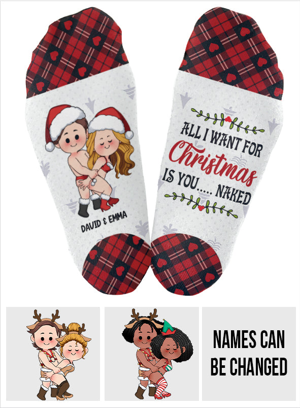 All I Want For Christmas Is You - gift for husband, wife, boyfriend, girlfriend - Personalized Socks