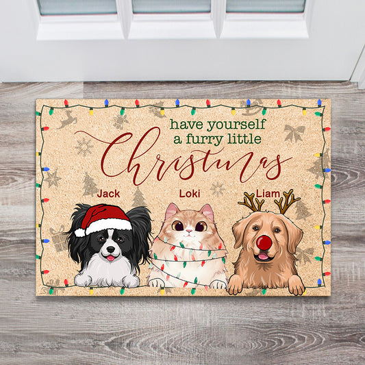Have Yourself a Furry Little Christmas - Personalized Dog Doormat