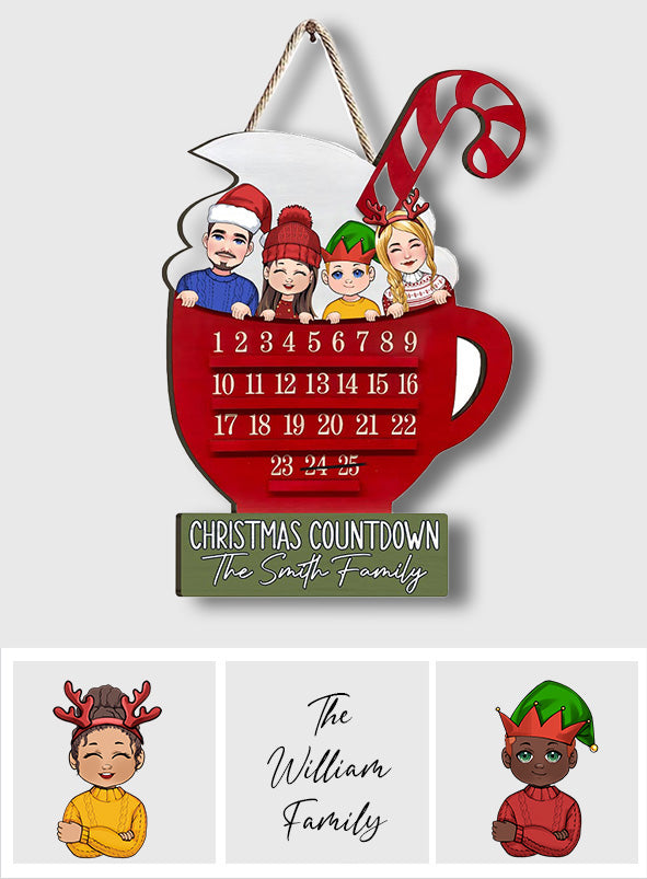 Christmas Countdown - Personalized Family Wood Sign
