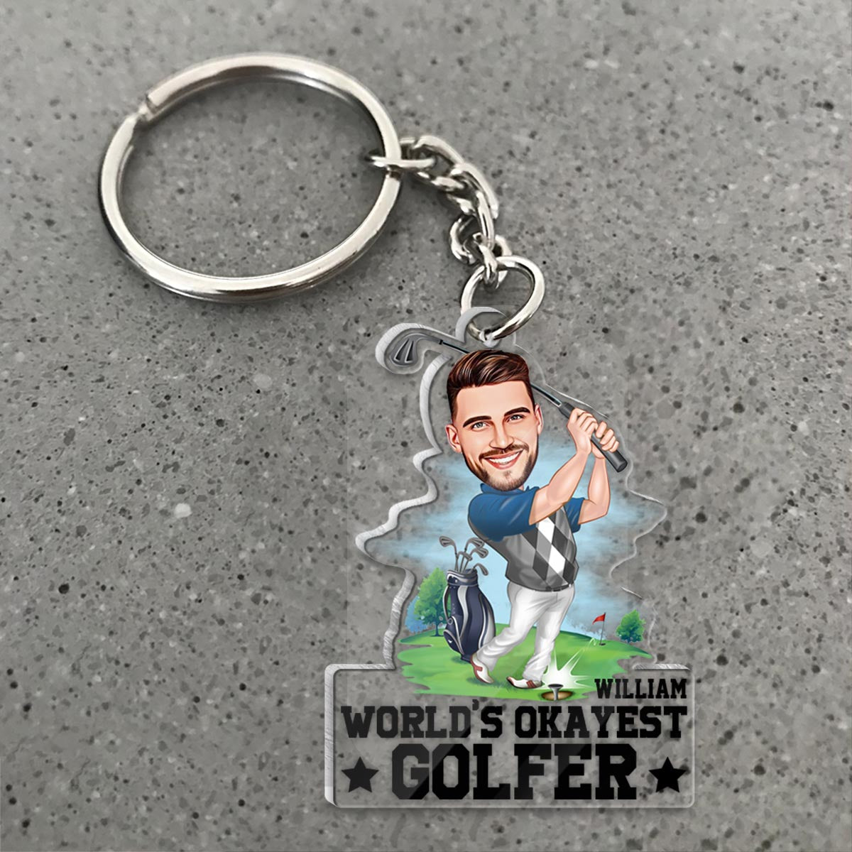 World's Okayest Golfer - Personalized Golf Keychain