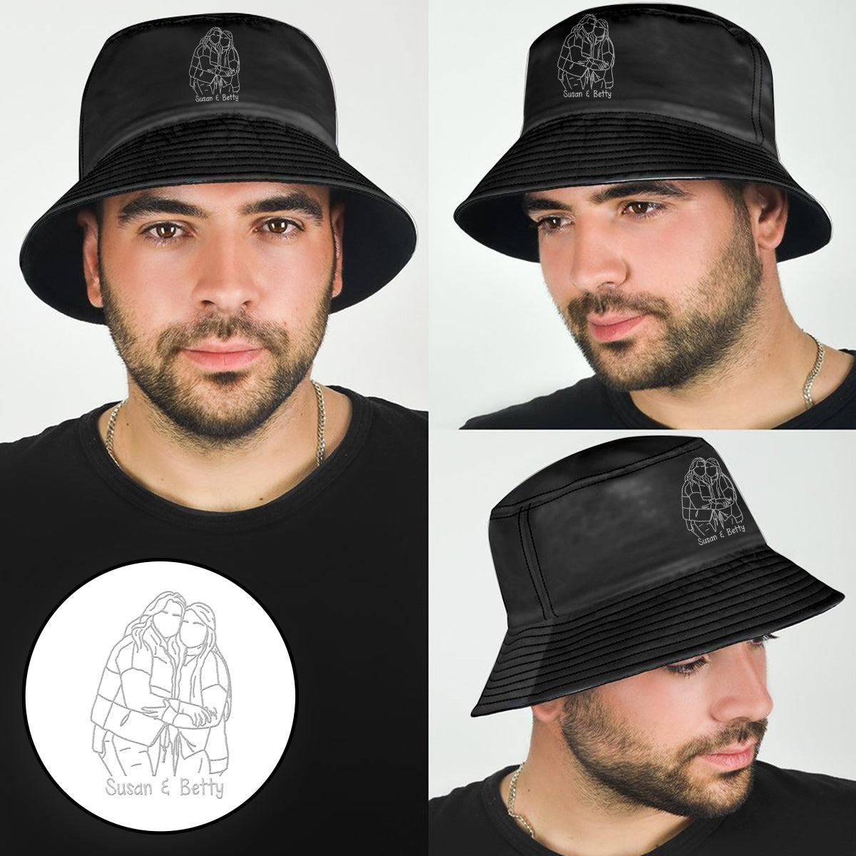 Custom Photo - Personalized Sibling Embroidered Bucket Hat