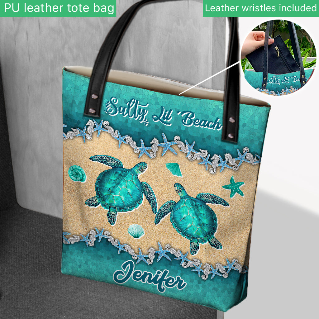 Salty Lil' Beach - Personalized Turtle Tote Bag