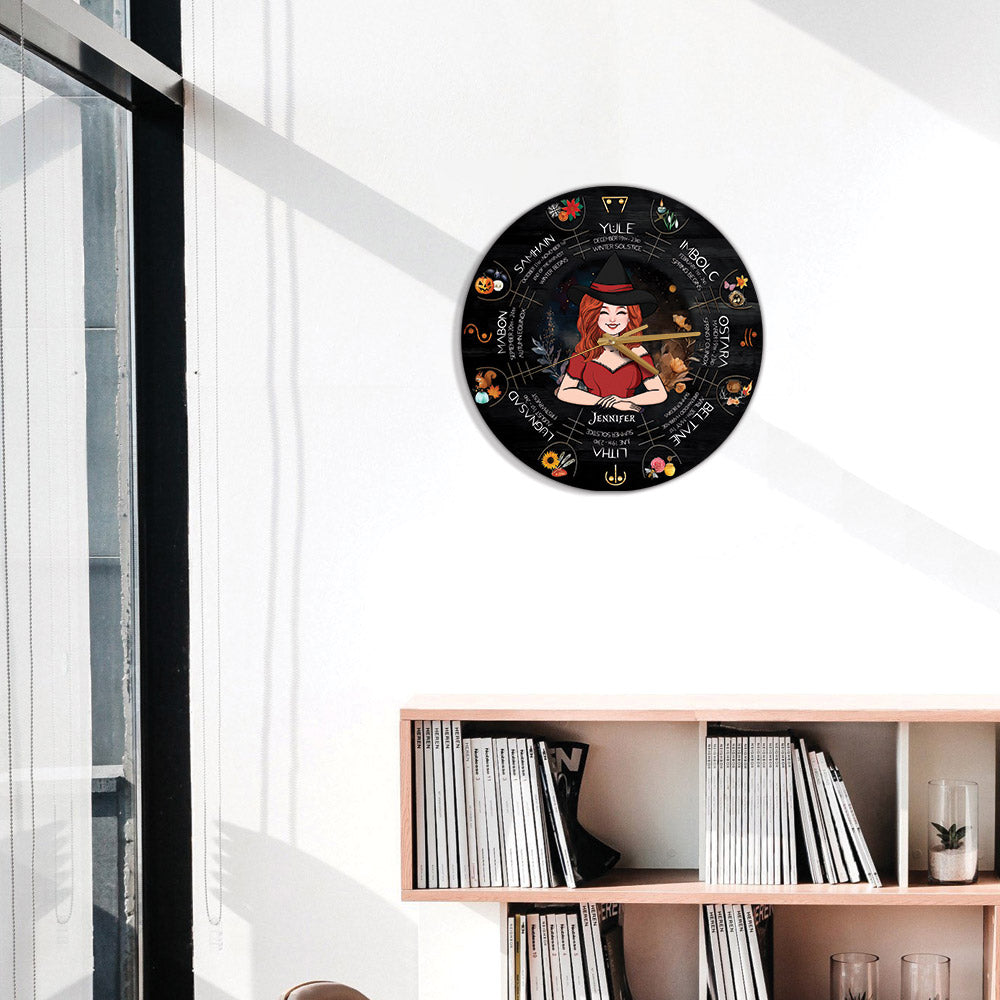 Wheel Of The Year - Personalized Witch Wall Clock