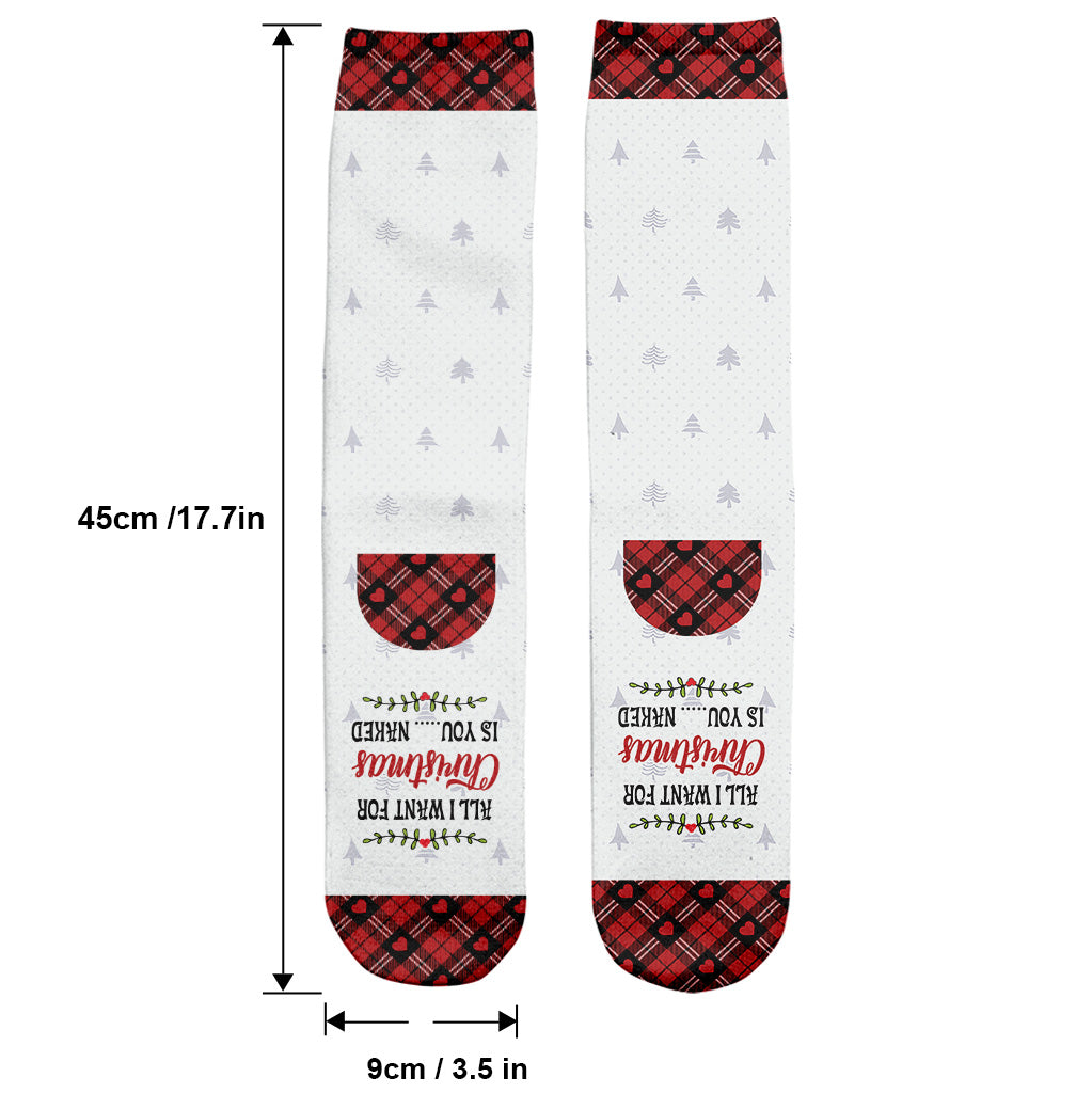 All I Want For Christmas Is You - gift for husband, wife, boyfriend, girlfriend - Personalized Socks