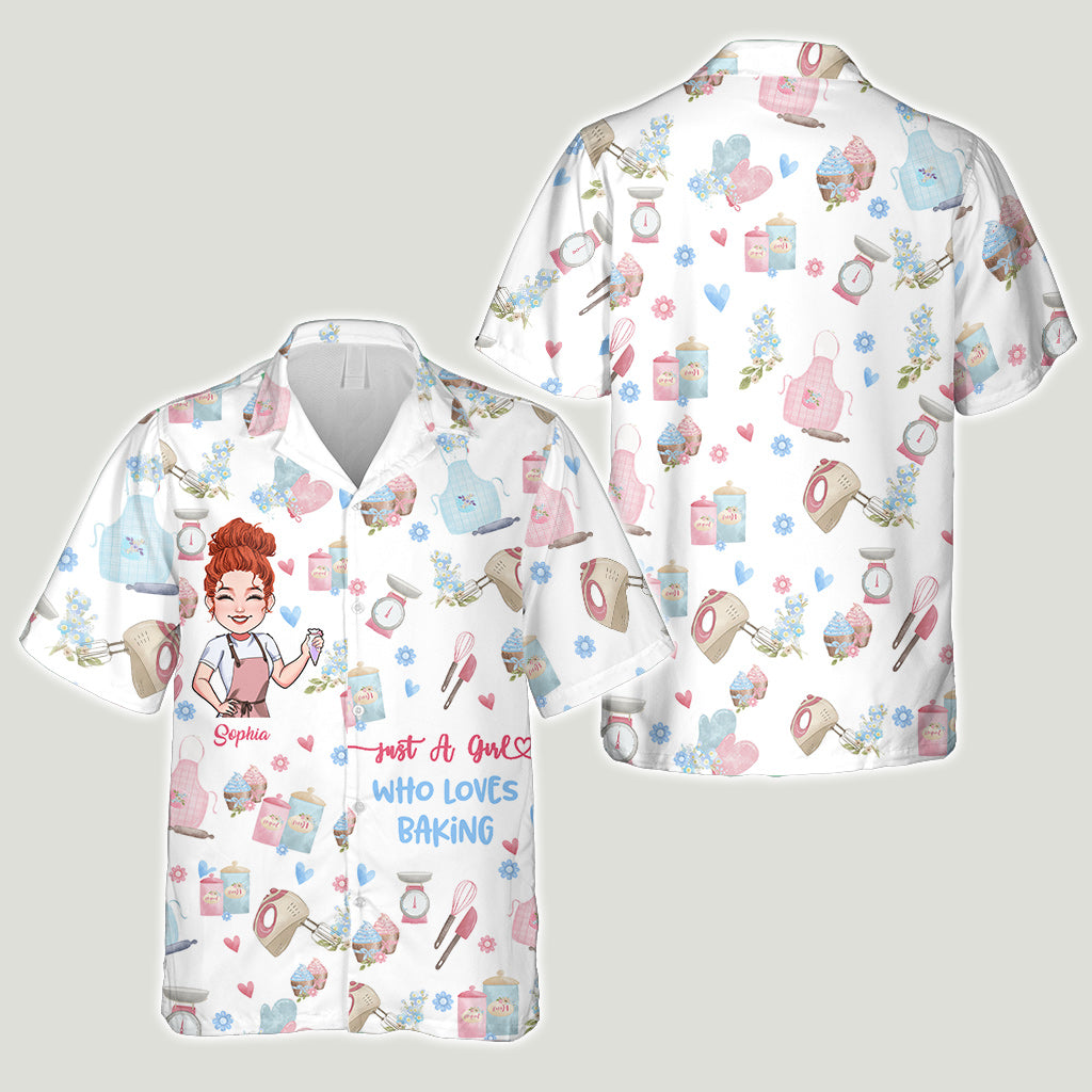 Just A Girl Who Loves Baking - Personalized Baking Hawaiian Shirt