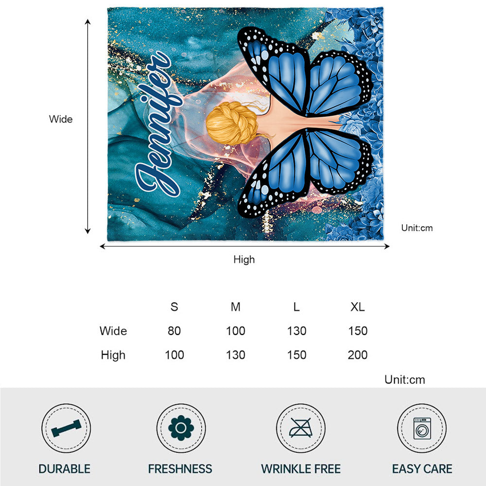 Dreamy Girl - Personalized Butterfly Blanket