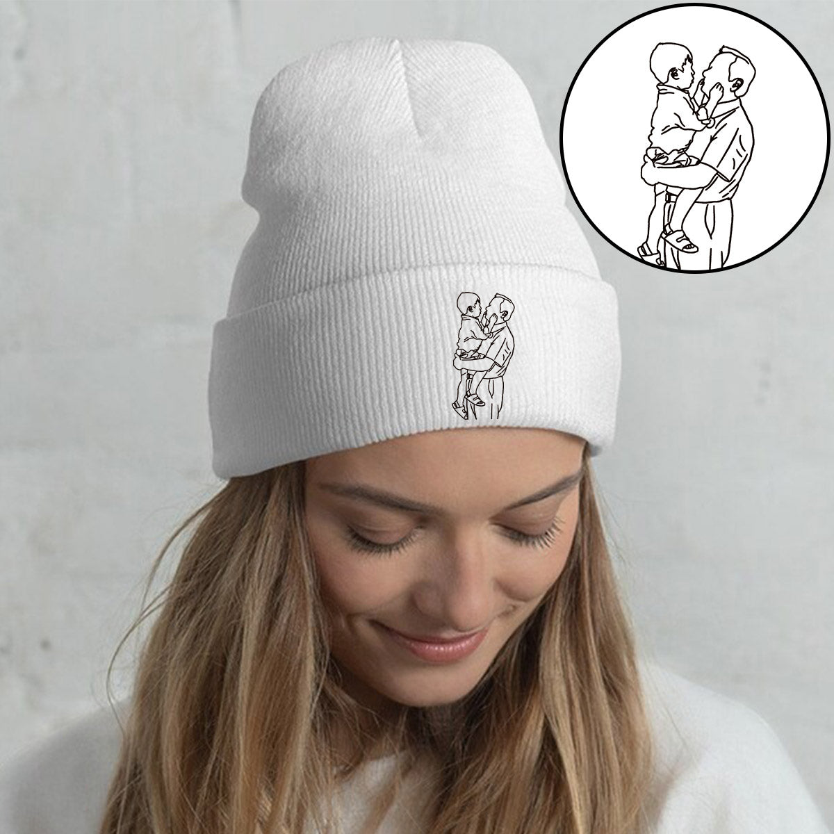 Custom Photo - Personalized Grandpa Embroidered Beanie