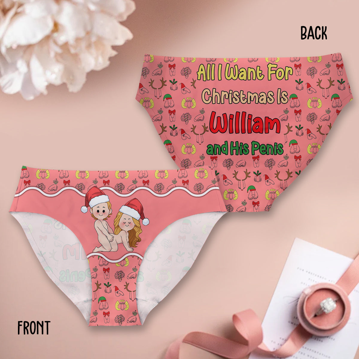 All I Want For Christmas - Personalized Couple Women Briefs