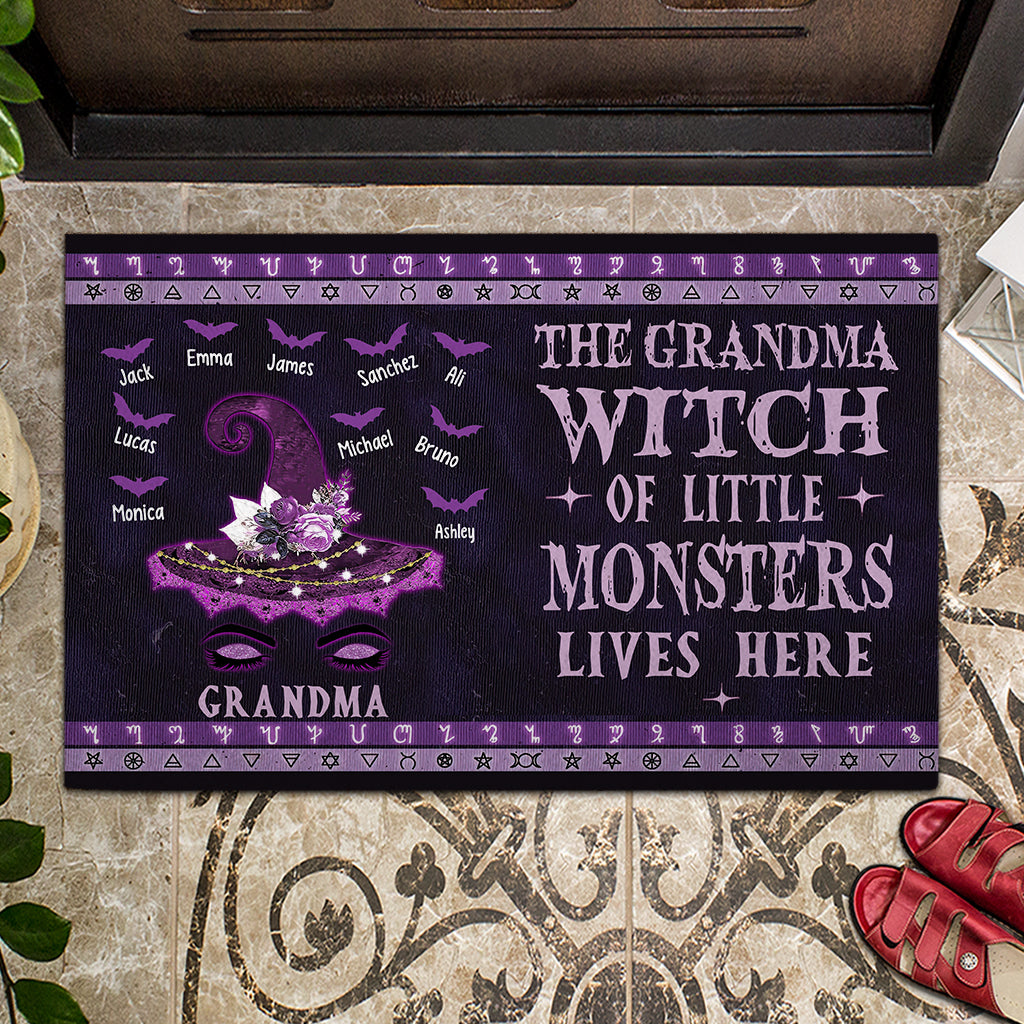 The Grandma Witch of Little Monsters Lives Here - Personalized Grandma Doormat