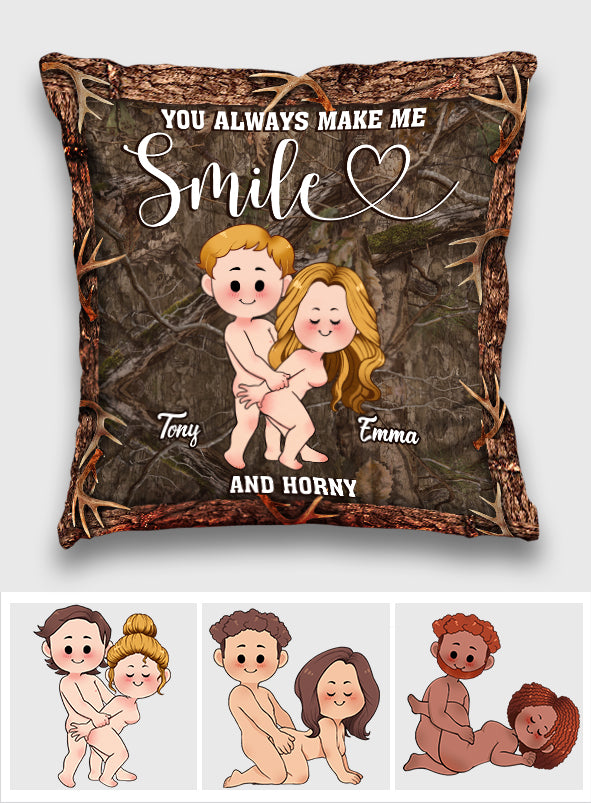 You Make Me Smile - Personalized Hunting Throw Pillow