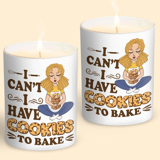 I Can't I Have Cookies To Bake - Personalized Baking Candle With Wooden Lid