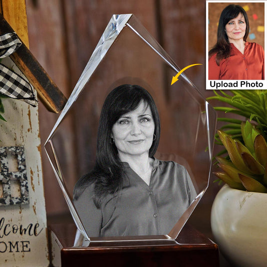 Custom Photo - Personalized Aunt Laser Engraving 3D Iceberg Shaped Crystal Lamp