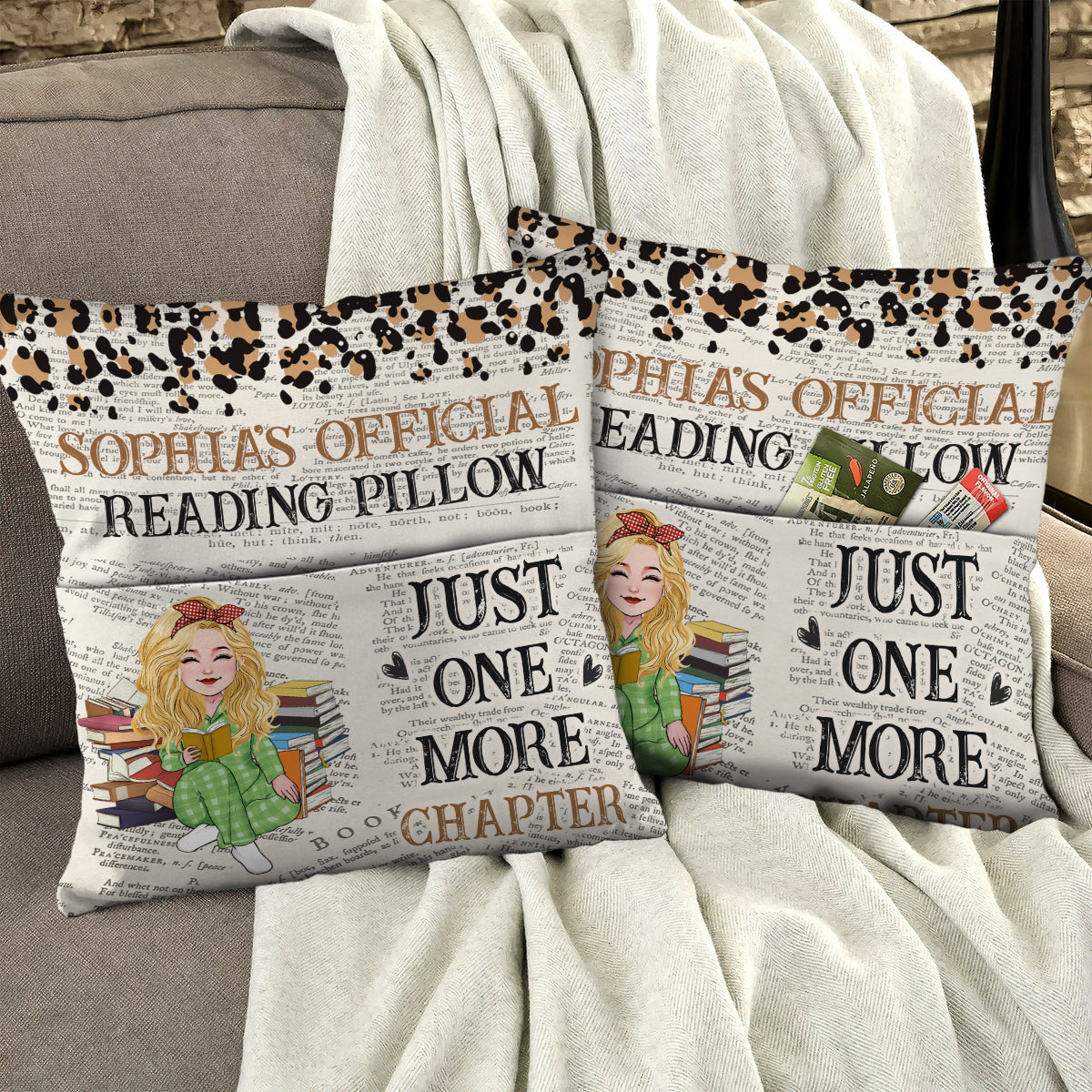 Just One More Chapter - Personalized Book Pocket Pillow