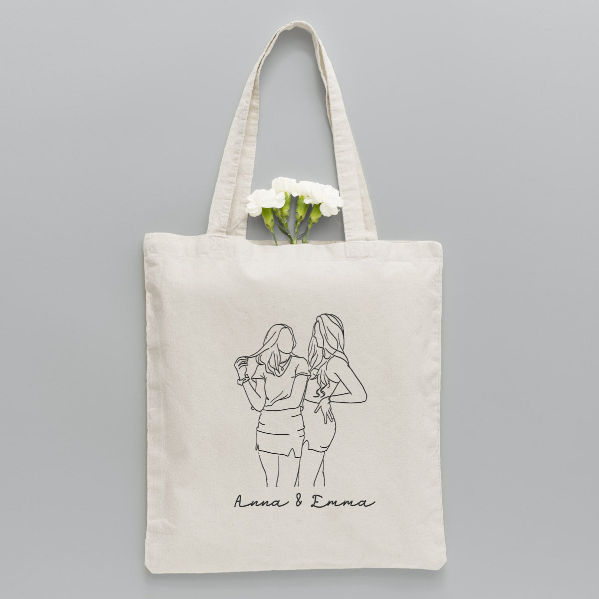 Custom Photo Line Art - Personalized Aunt Embroidered Tote Bag